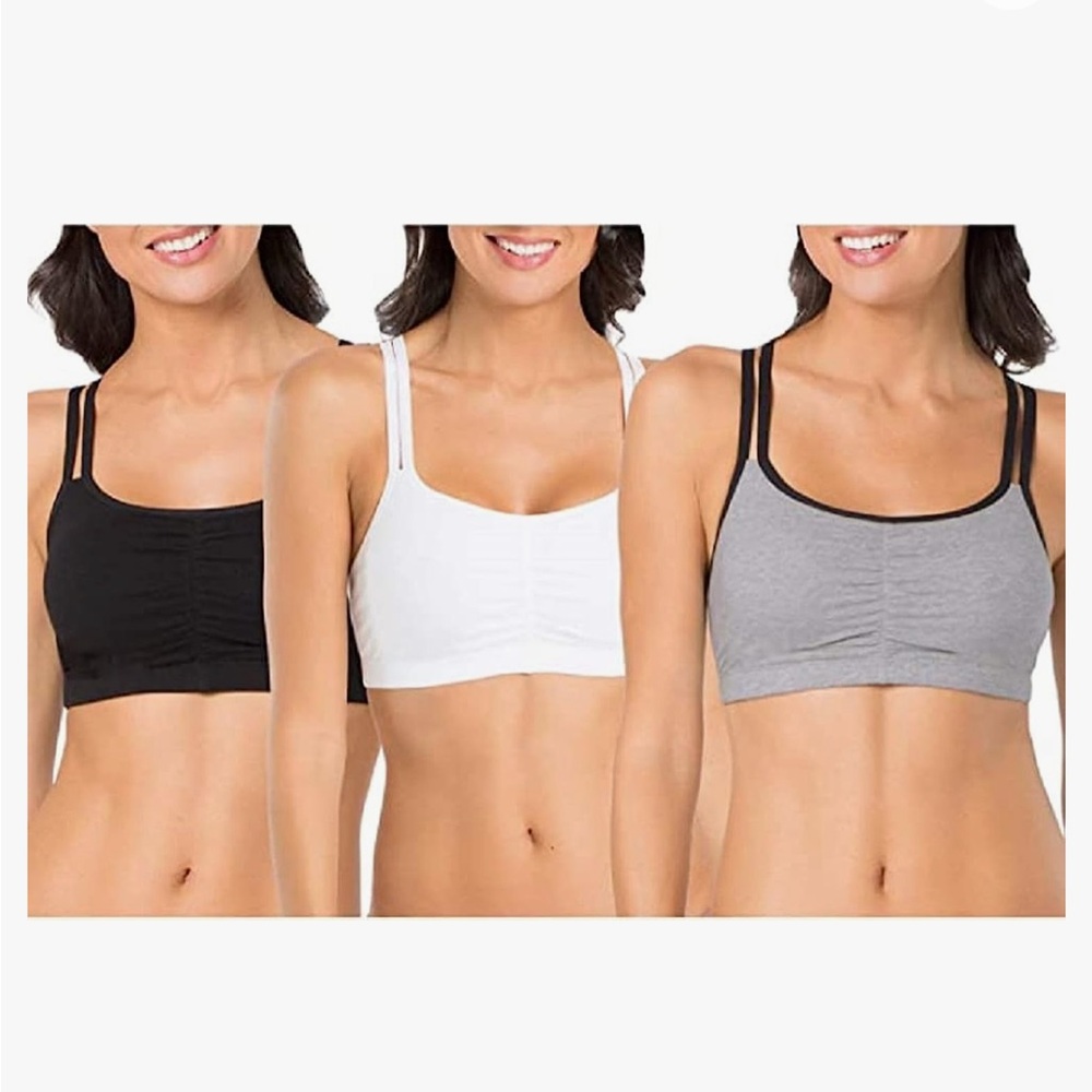 Fruit of the Loom Women's Spaghetti Strap Cotton Pull Over 3 Pack Sports Bra, 44
